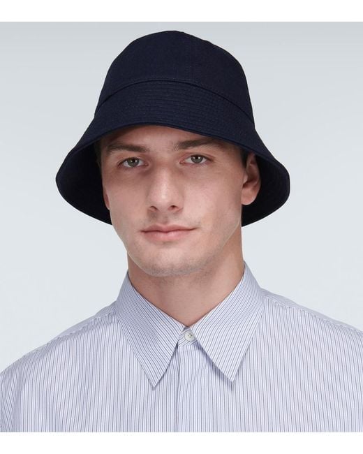 Jil Sander Blue Cotton Bucket Hat for men