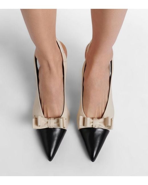 Chloé Metallic Alba 75 Bow-Detail Leather Slingback Pumps