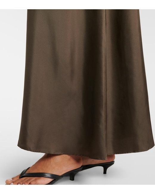 Rohe Brown Lace-Trimmed Silk Maxi Dress