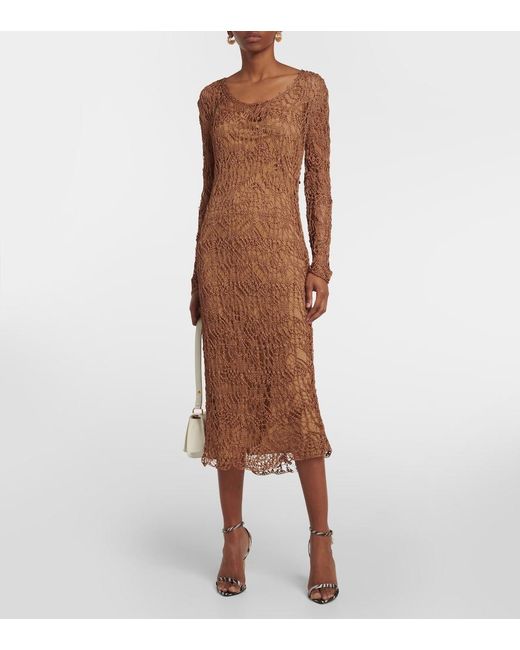 Tom Ford Brown Layered Knit Midi Dress