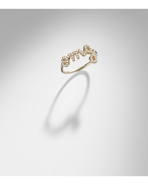 Sydney Evan White Omg Script 14Kt Ring With Diamonds