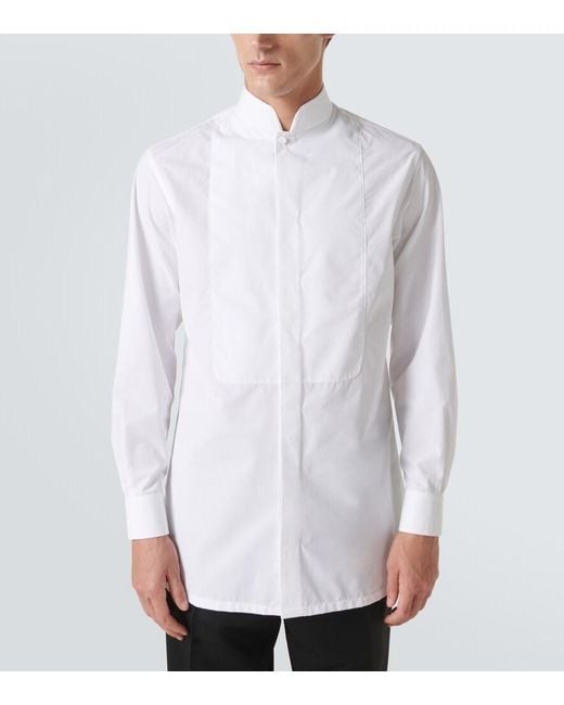 Loro Piana White Cotton Tuxedo Shirt for men