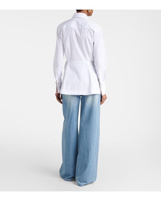 LaDoubleJ White Iris Embroidered Cotton Poplin Shirt