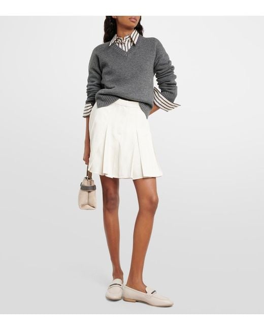 Brunello Cucinelli White Leather Loafers