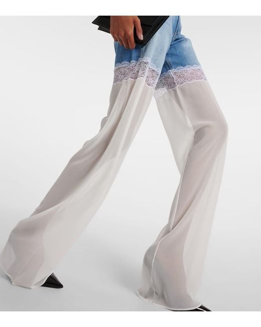 Nensi Dojaka Blue High-Rise Wide-Leg Jeans Mit Tuell