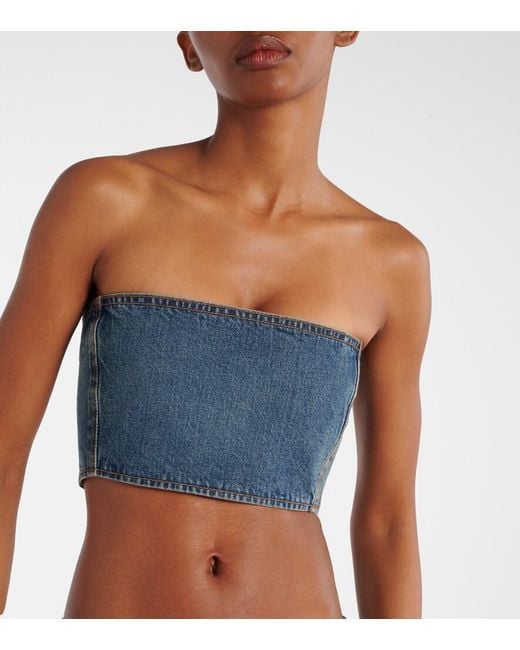 Alaïa Blue Denim Bustier Top