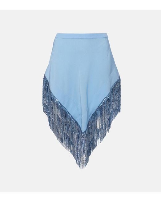 Rabanne Blue Chainmail Crepe Miniskirt