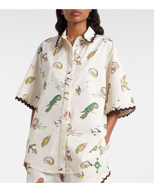 ALÉMAIS Metallic Printed Oversized Cotton Shirt