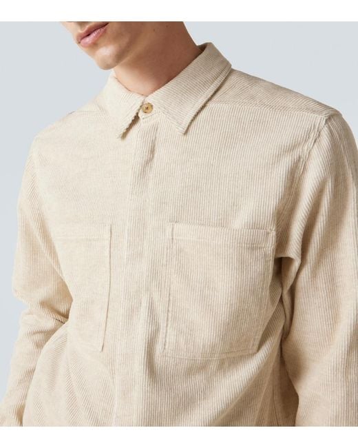 Rick Owens Natural Cotton And Linen Corduroy Overshirt for men