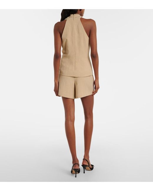 Veronica Beard Natural Gables Pleated Shorts