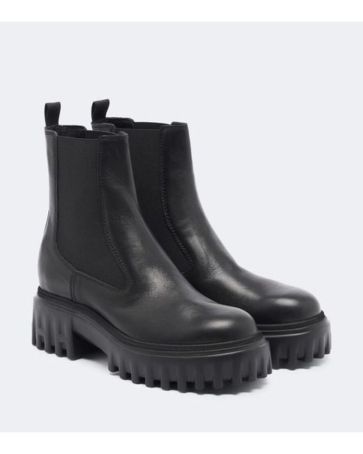 Hogan Black H700 Leather Chelsea Boots