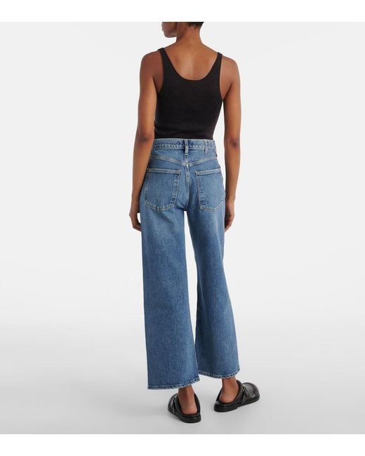 Agolde Blue Harper Crop Mid-Rise Wide-Leg Jeans
