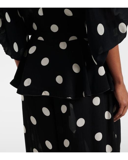 Adriana Degreas Black Solid Peplum Polka-Dot Balloon Pants