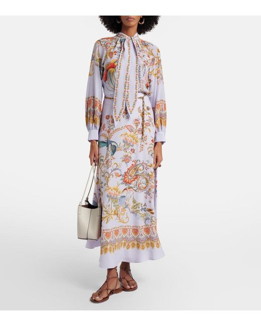 Etro Blue Semi-Sheer Jacquard Blouse