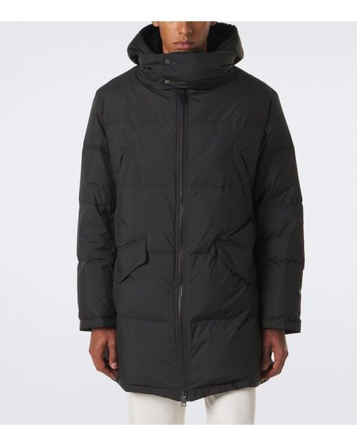 Yves Salomon Blue Shearling-Trimmed Down Coat for men