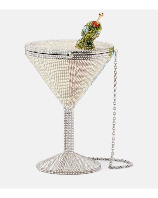 Judith Leiber White Martini Crystal-Embellished Clutch