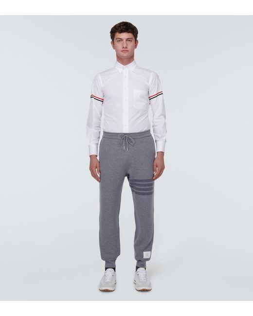 Thom Browne Gray 4-Bar Wool-Blend Sweatpants for men