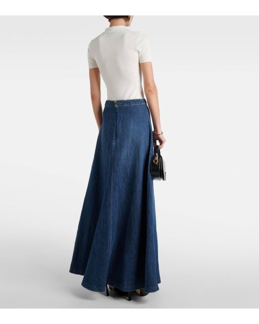 Nili Lotan Blue Astrid Denim Maxi Skirt