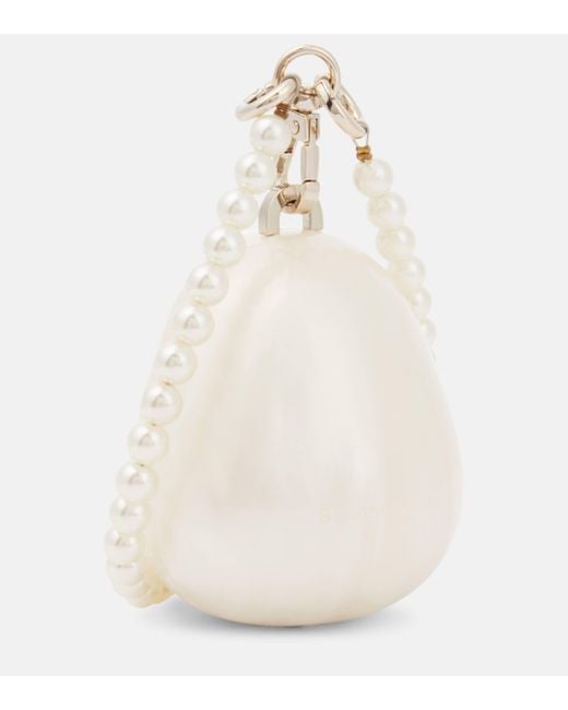 Simone Rocha White Nano Egg Pearl-embellished Clutch