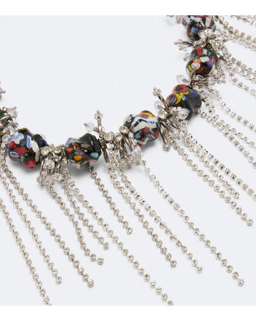 Dries Van Noten Blue Beaded Embellished Necklace