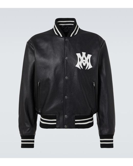 Amiri Black Ma Hollywood Leather Bomber Jacket for men