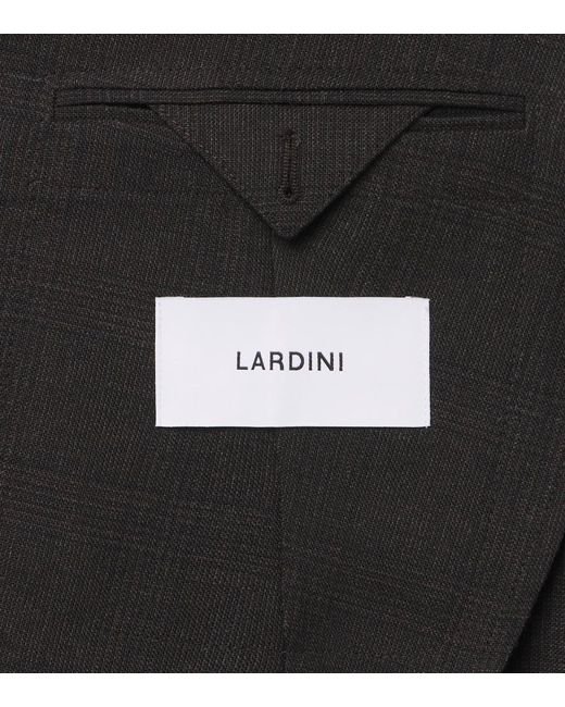Lardini Black Checked Double-Breasted Virgin Wool Suit for men
