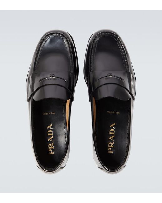 Prada Black Leather Loafers for men