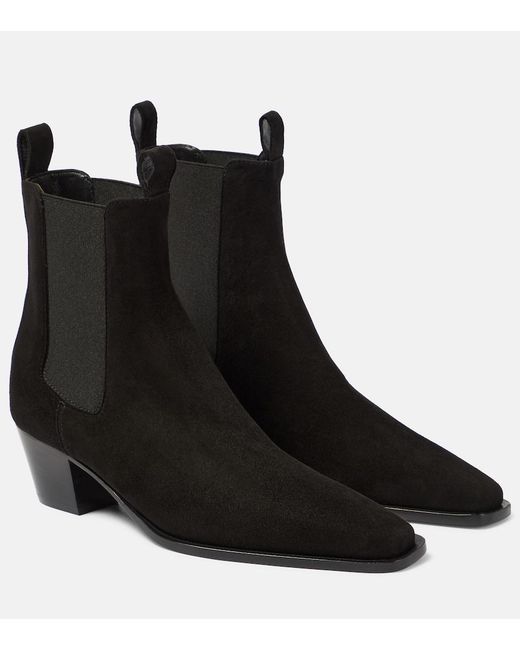 Totême Black The City Suede Ankle Boots