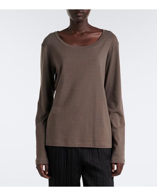 The Row Brown Kalto Cotton Jersey Top