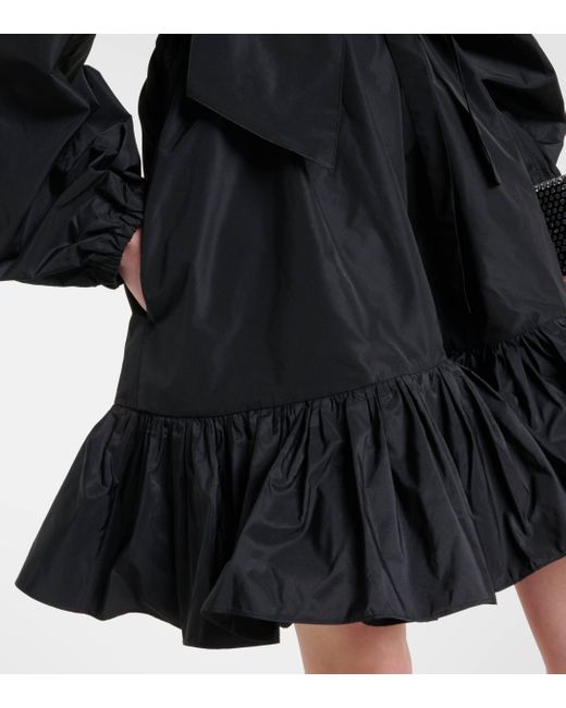 Patou Black Bow-detail Ruffled Faille Minidress