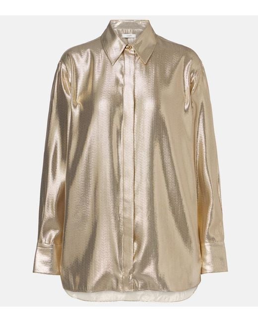 Joseph Natural Capri Silk-Blend Lame Blouse
