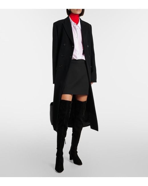 Aquazzura Black Zenn 65 Suede Knee-High Boots