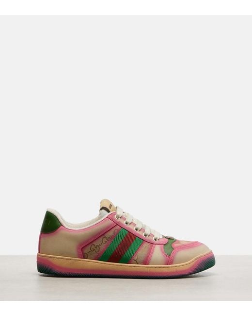 Gucci Pink Serigraphy Screener Trainer