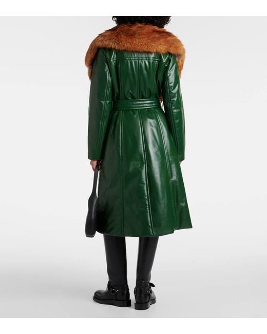 Manteau En Cuir Et Fourrure Synthetique Burberry en coloris Green