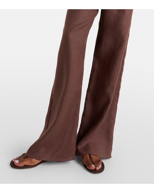 Asceno Brown Austin Linen Wide-Leg Pants