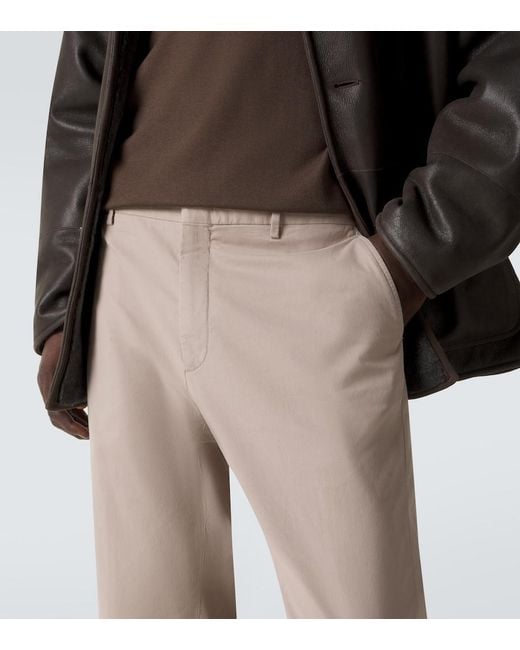 Zegna Natural Cotton-Blend Straight Pants for men
