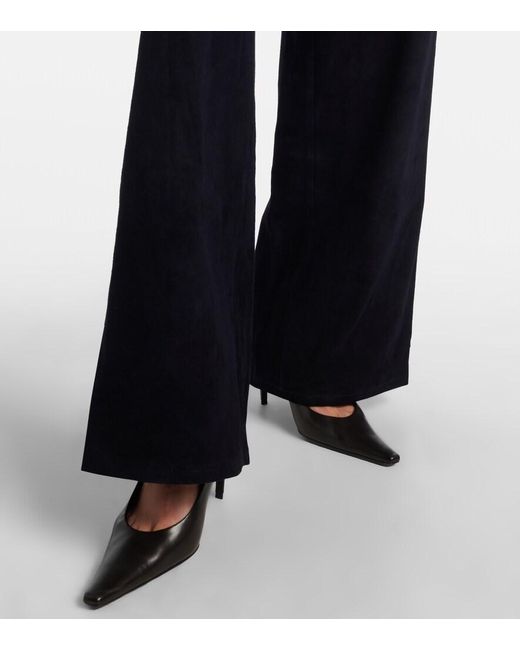 Stouls Blue Mytheo High-Rise Suede Wide-Leg Pants