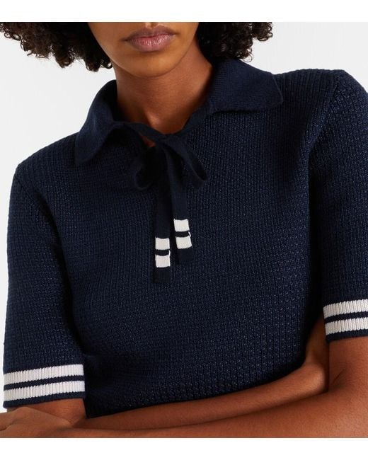 Thom Browne Blue Silk-Blend Polo Shirt