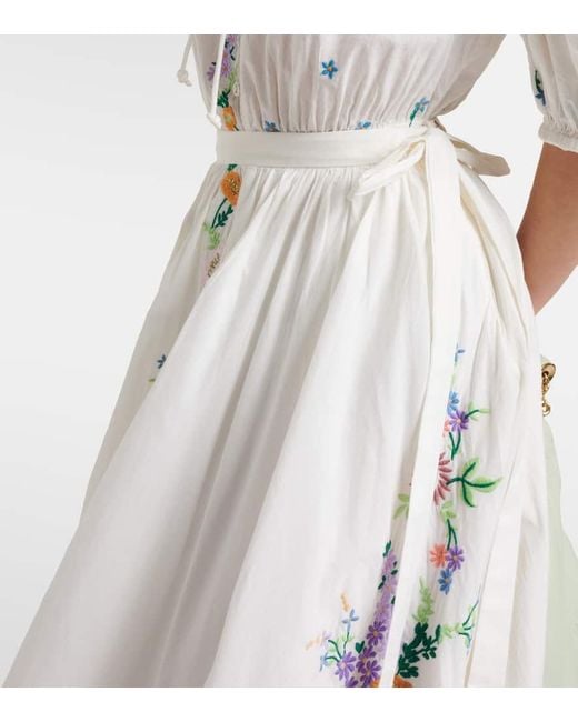 Falda larga Willa de algodon bordada ALÉMAIS de color White