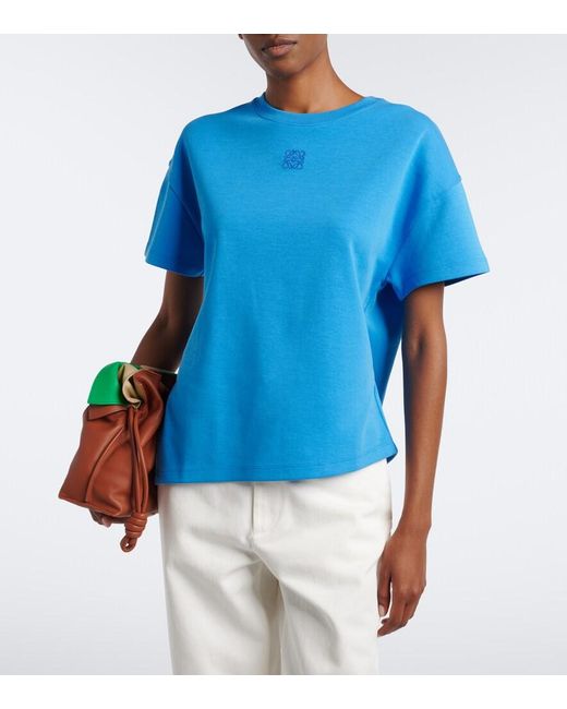 Loewe Blue Asymmetric Cotton-Blend T-Shirt