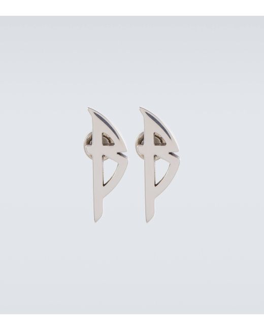 Boucles d'oreilles Typo a logo Balenciaga pour homme en coloris White