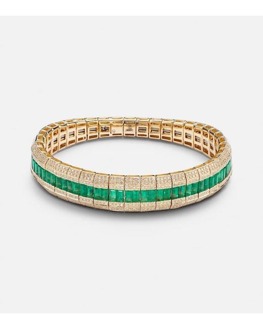 SHAY Metallic 18Kt Bracelet With Diamonds And Emeralds