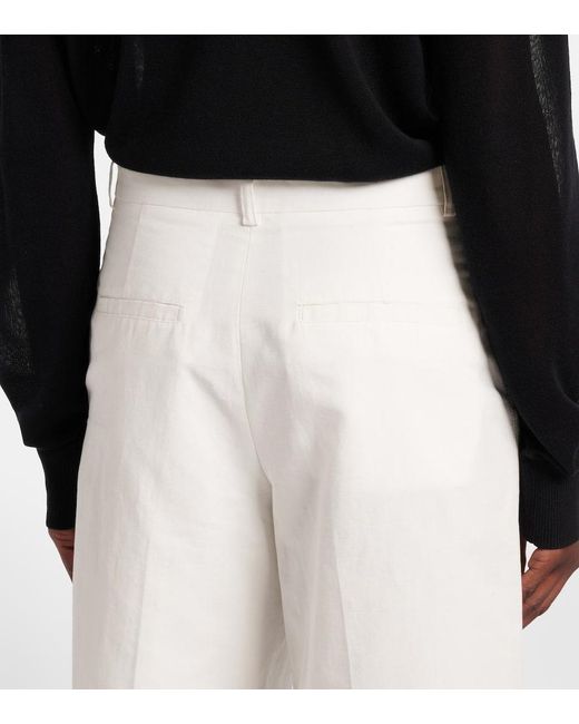 Totême  White Cotton And Linen Bermuda Shorts