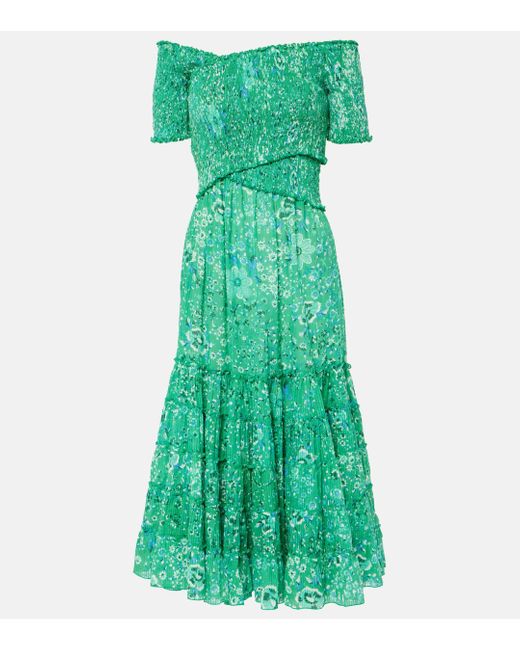 Poupette Green Soledad Floral Midi Dress