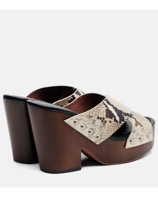 Paris Texas Black Marisol Snake-Effect Leather Platform Sandals