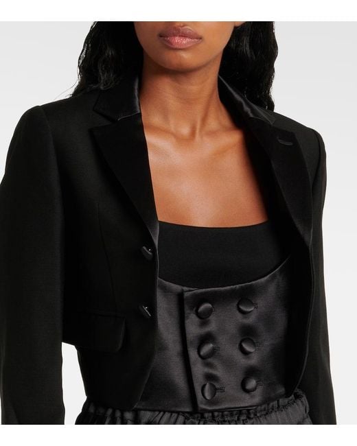Noir Kei Ninomiya Black Cropped Wool, Mohair, And Silk Jacket