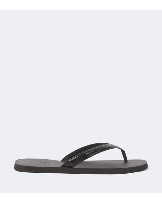 Prada Black Leather Thong Sandals for men