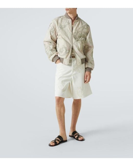 Dries Van Noten Natural Embroidered Cotton Bomber Jacket for men