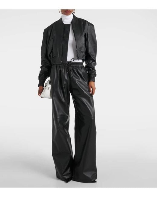 Wardrobe NYC Black Cropped-Bomberjacke Aus Leder
