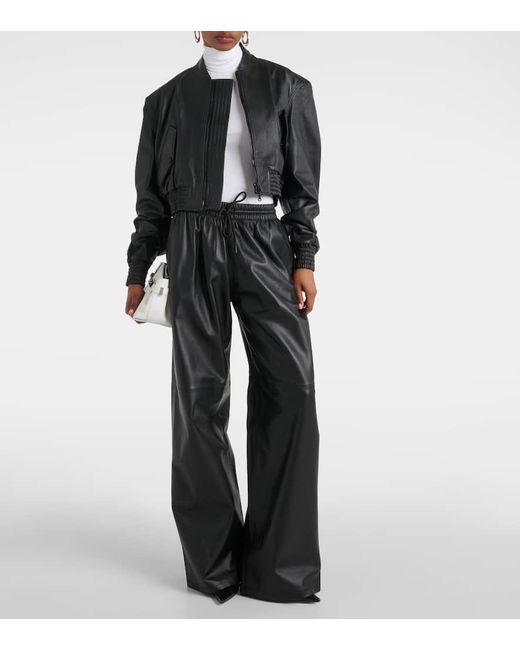 Wardrobe NYC Black Cropped-Bomberjacke aus Leder